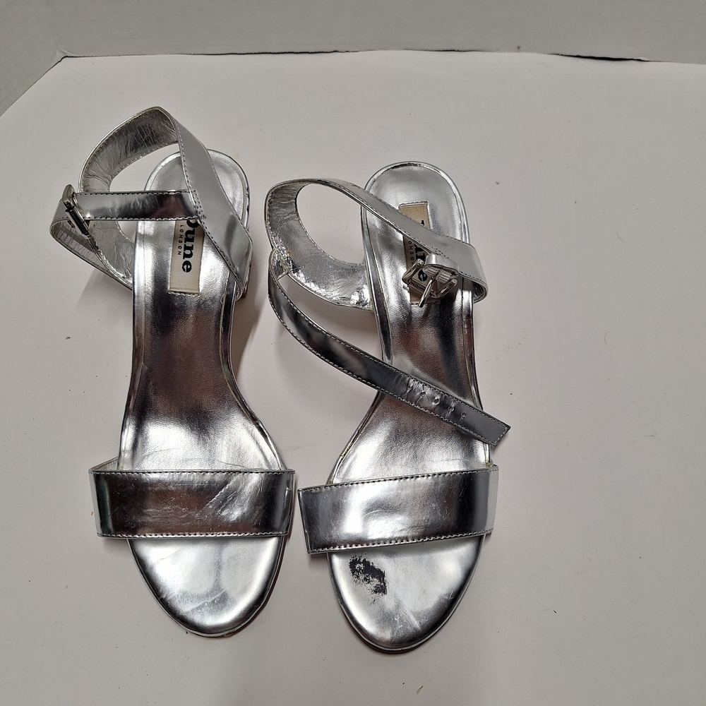 Dune London Metallic Silver Sandals